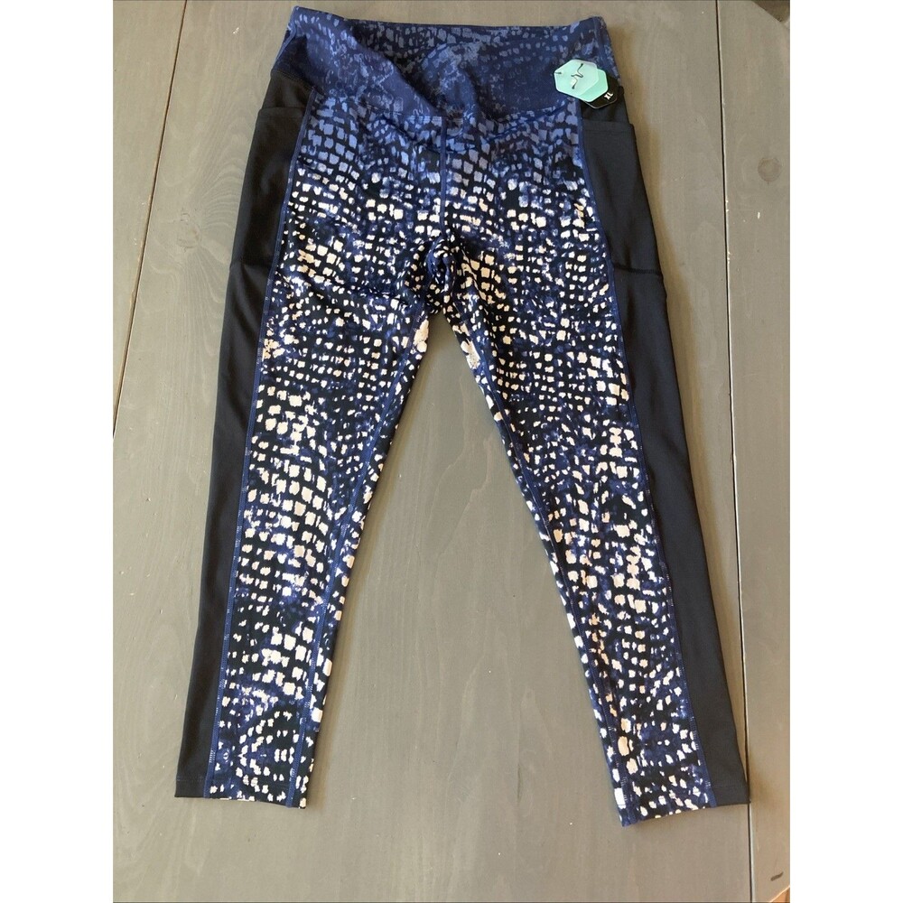LuLaRoe Rise Size Xl Athletic Pants with 2 Side Pockets Blue/Black NWT